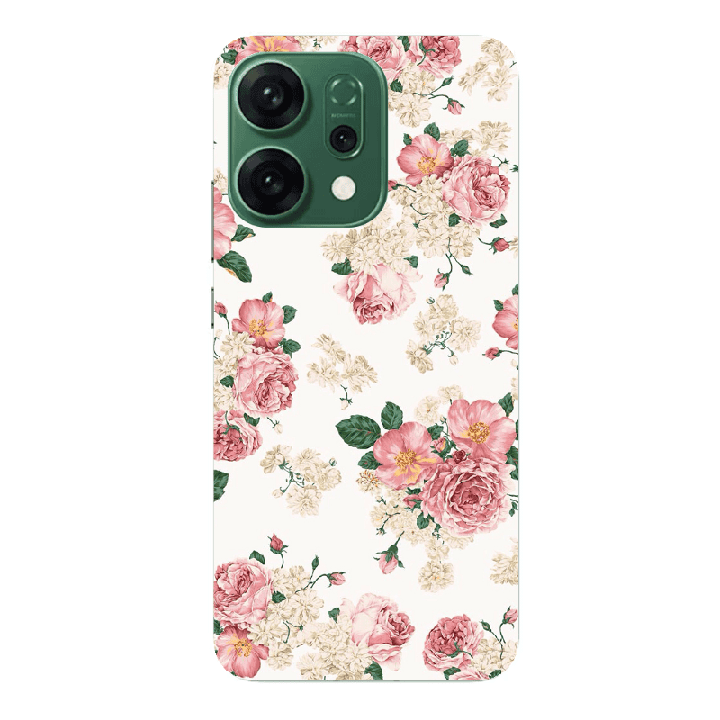 Oppo RENO 14 Pink Flowers 2 Transparent Silicone TPU Θήκη
